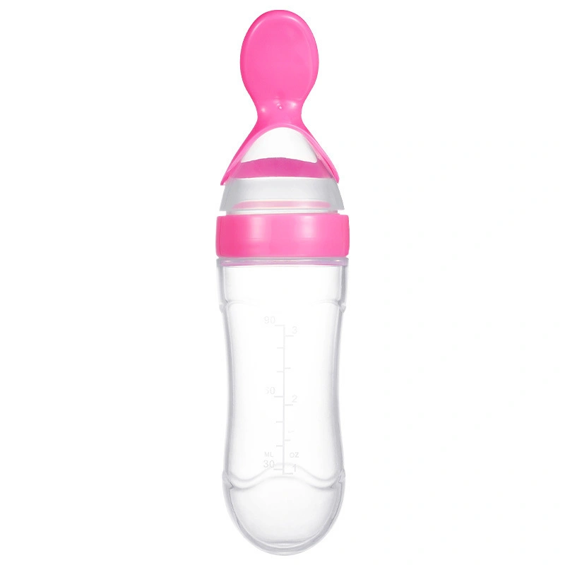 Factory Price 90ml Silicone Paste Feeding Bottle Feeder with Spoon for Feeding Baby