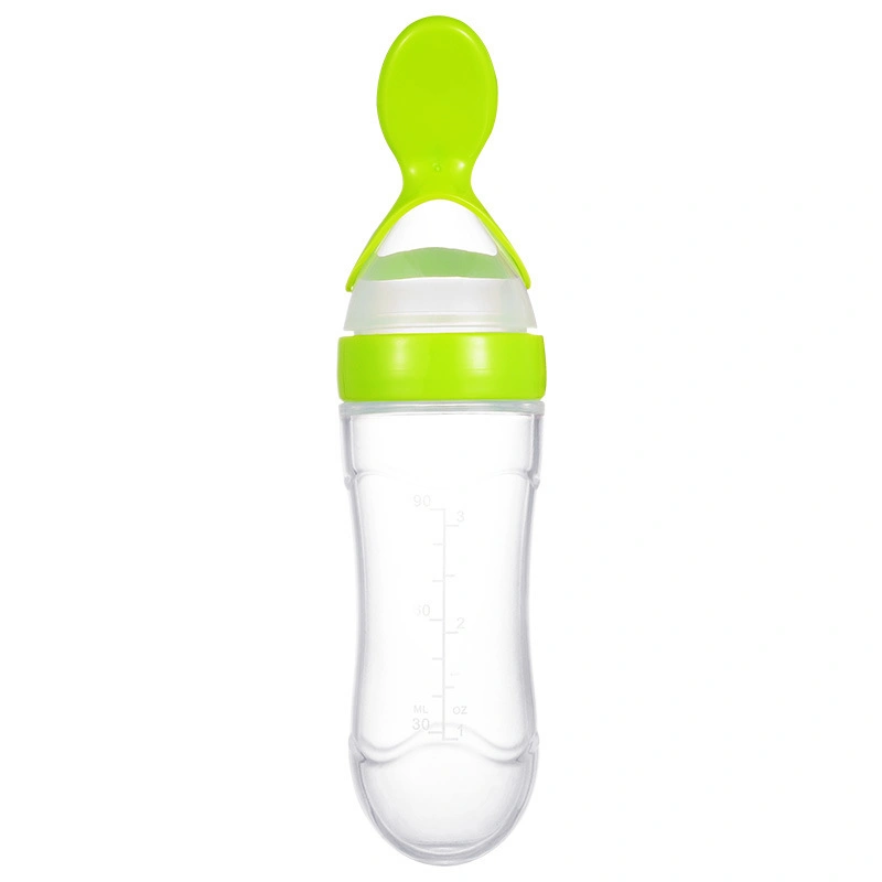 CE ISO Silicone Baby Squeeze Bottle Rice Paste Feeder Feeding Bottle with Spoon