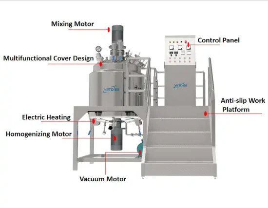 Equipo de máquina mezcladora con reactor de vacío, mezclador emulsionante homogeneizador para fabricación de pasta cosmética y crema