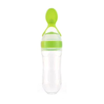 Vajilla auxiliar de silicona para bebé, cuchara para apretar, alimentador de botella de pasta de arroz, 90ml, 3oz